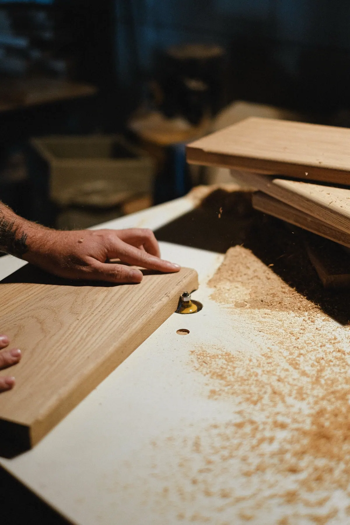 Manos trabajando una pieza de madera